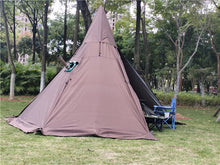 Load image into Gallery viewer, Pyramid tent with a chimney hole/A tower smoke window tent Park survival single layer Indian tent Field survival tent M size
