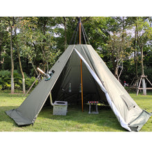 Load image into Gallery viewer, Pyramid tent with a chimney hole/A tower smoke window tent Park survival single layer Indian tent Field survival tent M size
