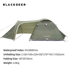 Load image into Gallery viewer, Blackdeer Archeos 2-3 People Backpacking Tent Outdoor Camping 4 Season Winter Skirt Tent Double Layer Waterproof Hiking Survival
